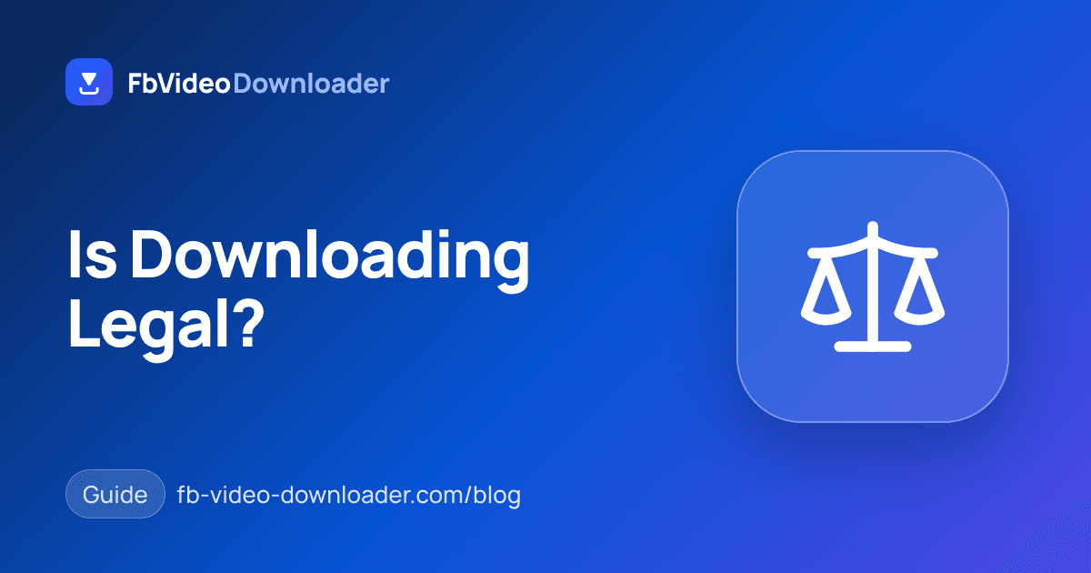 Scales of justice next to a Facebook video download